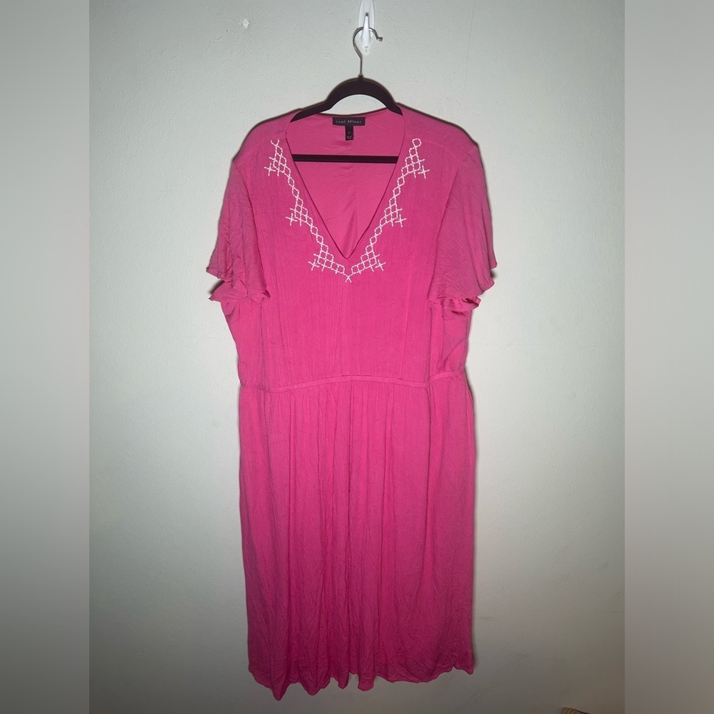 Lane Bryant Pink Maxi Dress with Embroidery and pockets Size 22​​